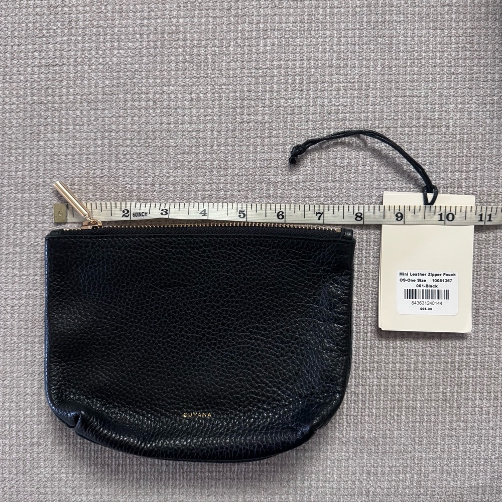 Cuyana Black Mini Leather Zipper Pouch